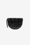 Laura's Coin Purse Black Croco Classic Leather - O My Bag - Semi-circle black croco leather bag magnetic closure