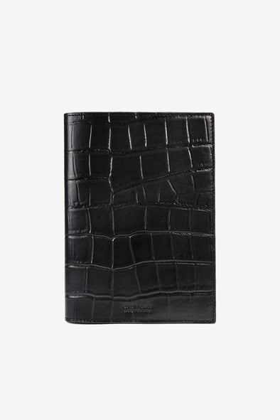 Notebook Cover Classic Leather Black Croco - O My Bag