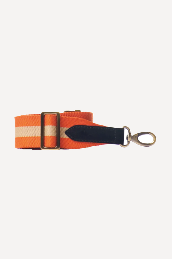 Webbing Strap Orange & Black Leather Details - O My Bag