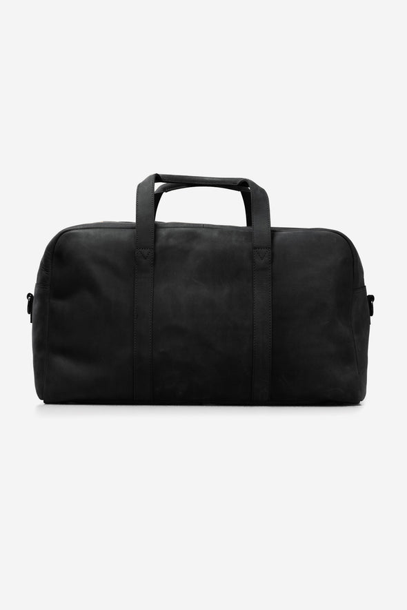 Otis Weekender Black Hunter Leather - O My Bag - Black leather travel bag with detachable strap
