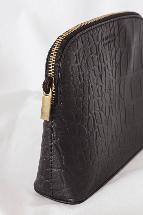 Cosmetic Bag Black Croco Classic Leather - O My Bag