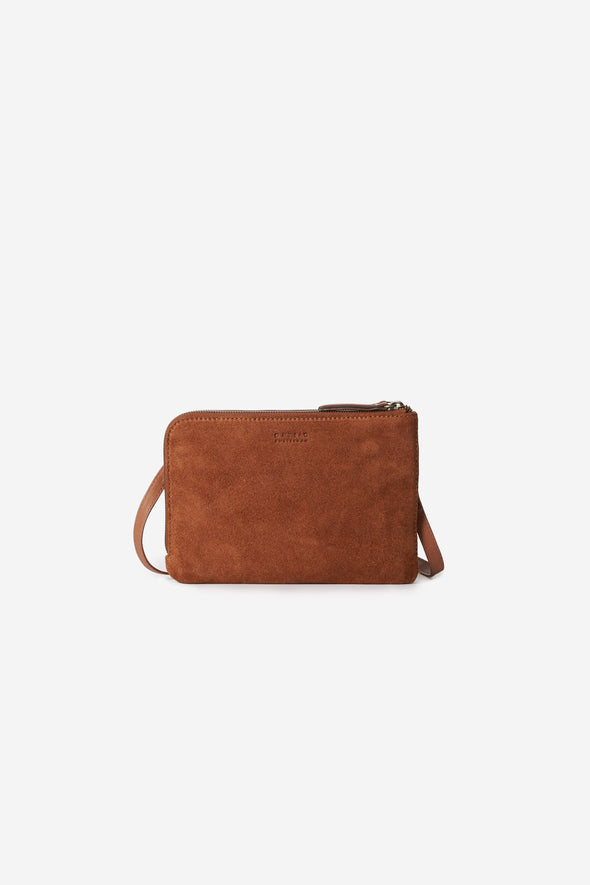 Lola Soft Grain Bag Wild Oak/Suède - O My Bag - Camel leather and suede bag with double zipper closure
