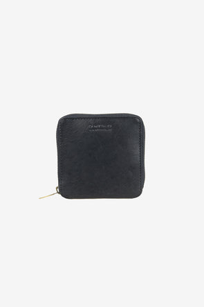 Sonny Square Wallet Stromboli Leather Black - O My Bag - Black square leather wallet zip around