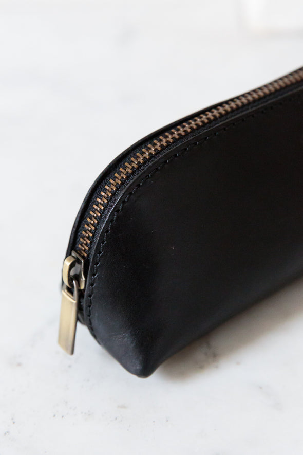 Pencil Case Large Black - O My Bag - Black leather pencil case