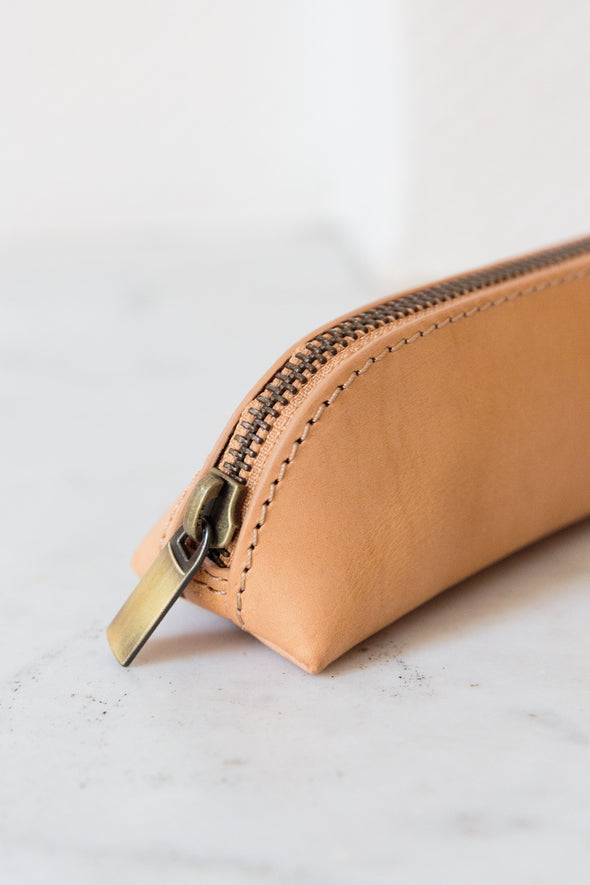 Pencil Case Small Classic Natural - O My Bag - Small natural leather pencil case