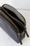 Emily Bag Black Stromboli Leather - O My Bag - Round shaped cross body mini bag double zipper closure gold