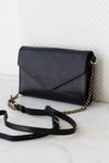 Josephine Chain Black Classic Leather - O My Bag - Envelope purse black eco leather with chain strap