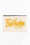 Bon Voyage Canvas Pouch - Alphabetbags - white bag zip yellow letters